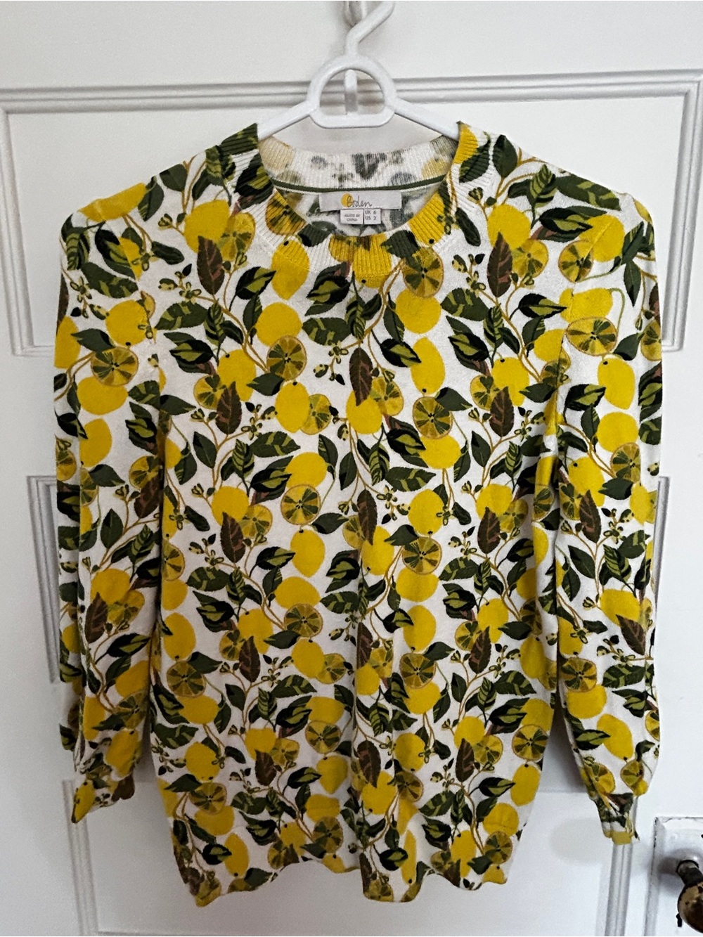 Boden Lemon Print Crewneck Sweater - Women
